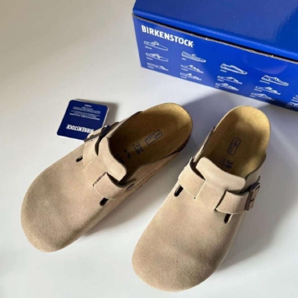 New Birkenstock Sandals Boston taupe suede mule clogs womens Slipper - Picture 3 of 4